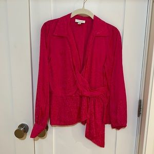 Topshop Faux Wrap Pink Shirt